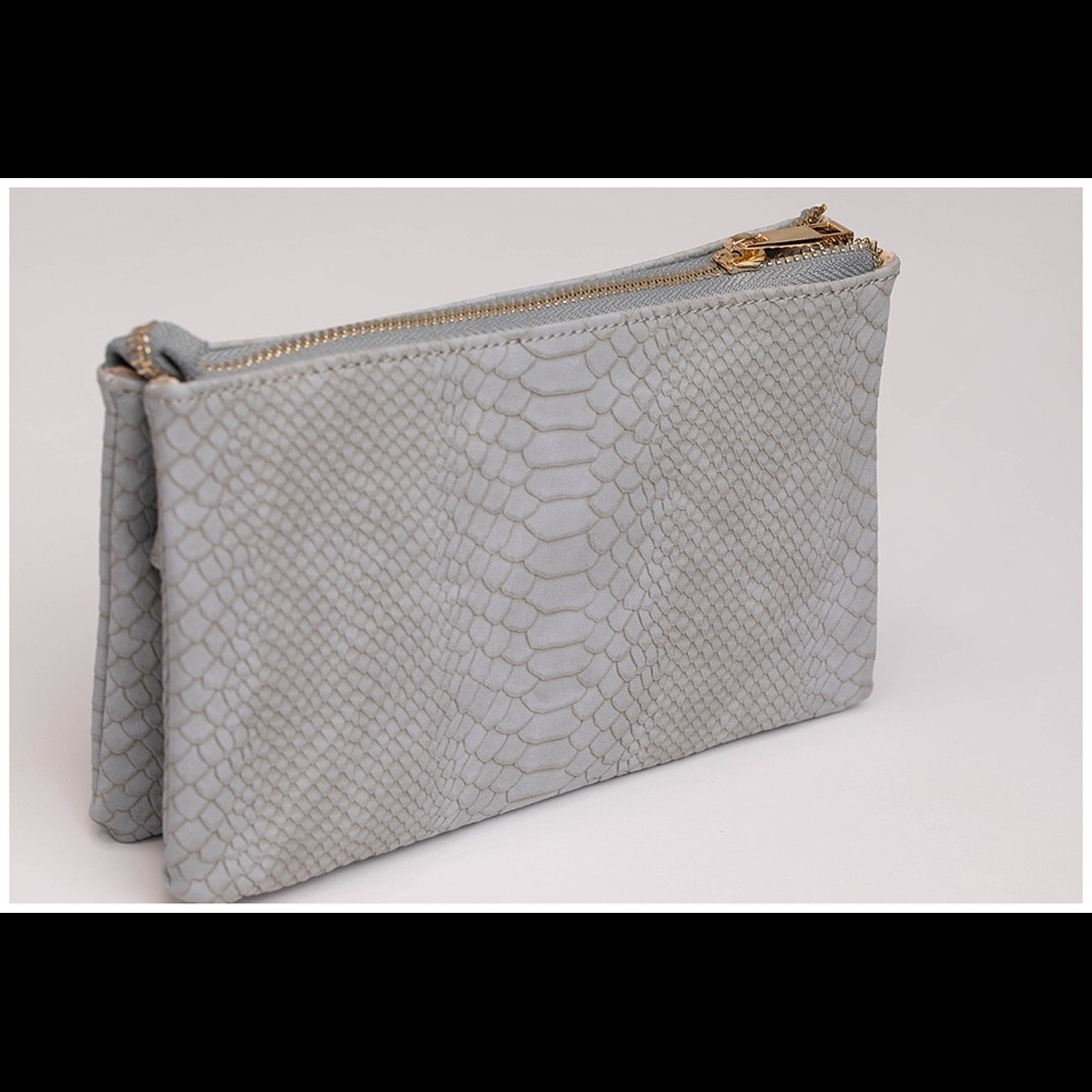 Faux snake skin wristlet